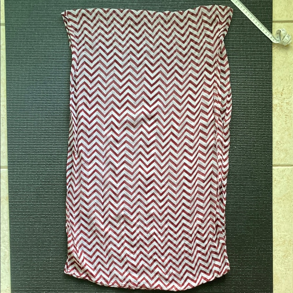 Chevron red & white infinity scarf, lightweight